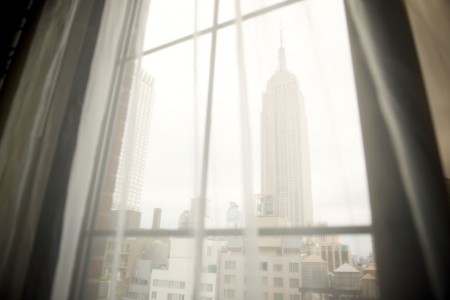 Archer King Empire View - view of the Empire State Building through sheer curtains