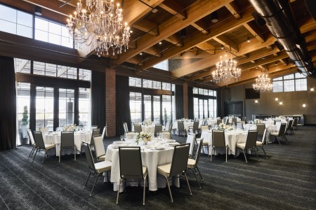 Archer Hotel Tysons - The Great Room Social Event round tables with outside view